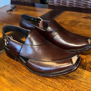 Brite Executive leather open toe shoes size 8 EUC